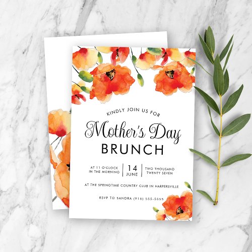 Golden Poppy Mothers Day Brunch Invitation