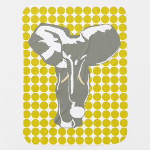 Golden Poppy Safari Dot with Pop Art Elephant Receiving Blanket