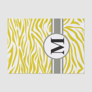 Golden Poppy Safari Zebra with monogram Tissue Paper