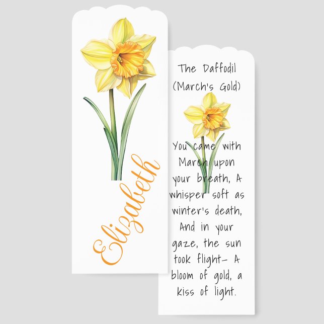 Golden Prelude: The Daffodil’s March Awakening Bookmarks (Front & Back)