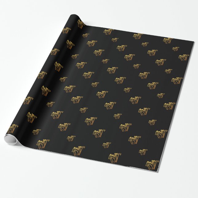Golden Presents Wrapping Paper (Unrolled)