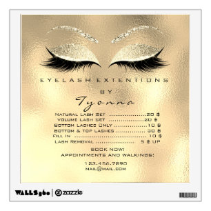 Golden Price List Eyes Makeup Lashes Extension Wall Decal
