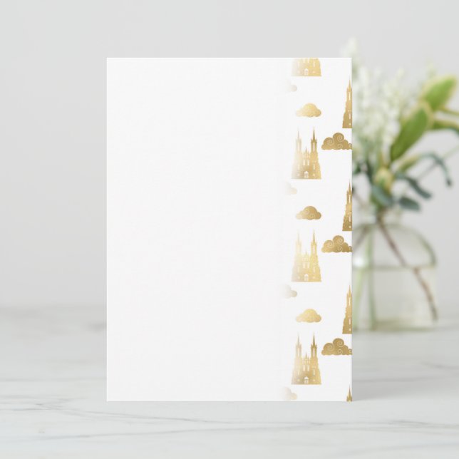 Golden Princess Castle Clouds Royal Magic Save The Date (Standing Front)