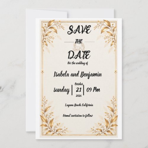 Golden Promise Save The Date card