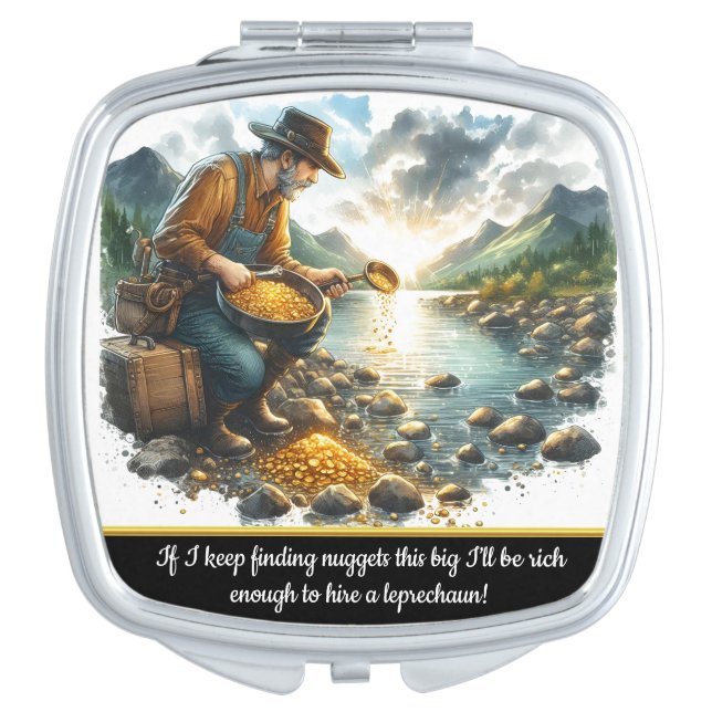 Golden prospecting by the riverside at dawn compact mirror (Front)