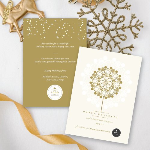 Golden Prosperous Bloom Modern Elegant Business Holiday Card
