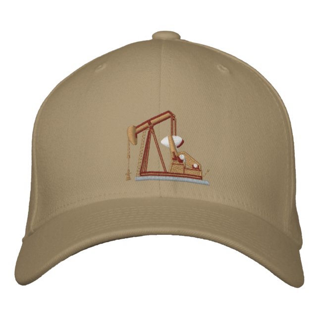Golden Pumpjack Embroidered Baseball Hat (Front)