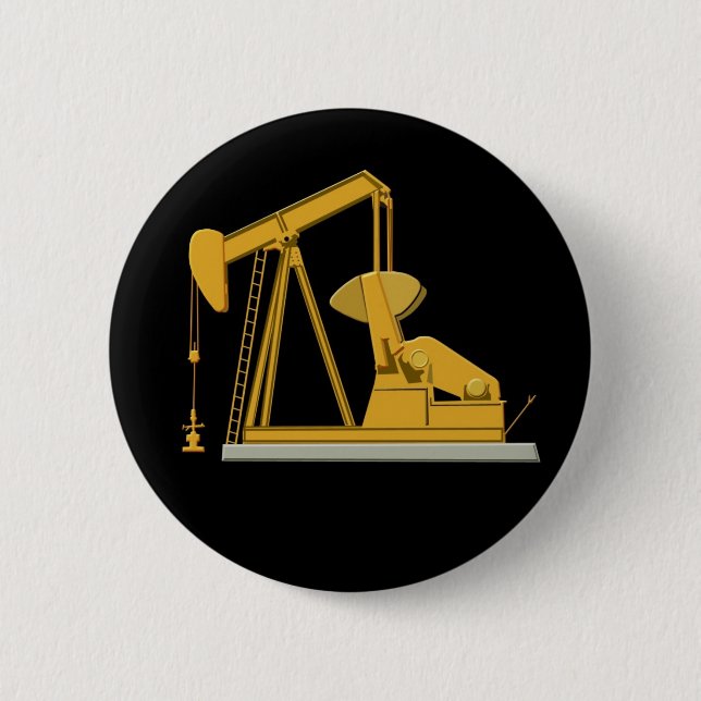 Golden Pumpjack Pinback Button (Front)