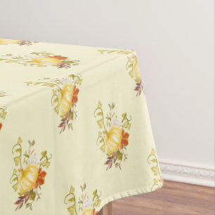 Golden Pumpkin Fall Foliage Tablecloth