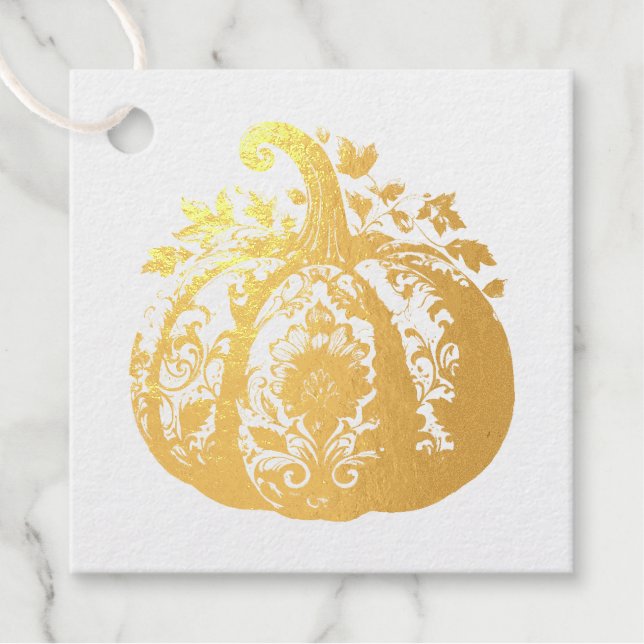 Golden Pumpkin Foil Favor Tags (Front)