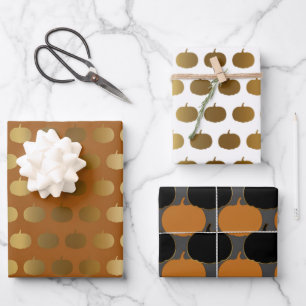 Golden Pumpkin Wrapping Paper Sheets