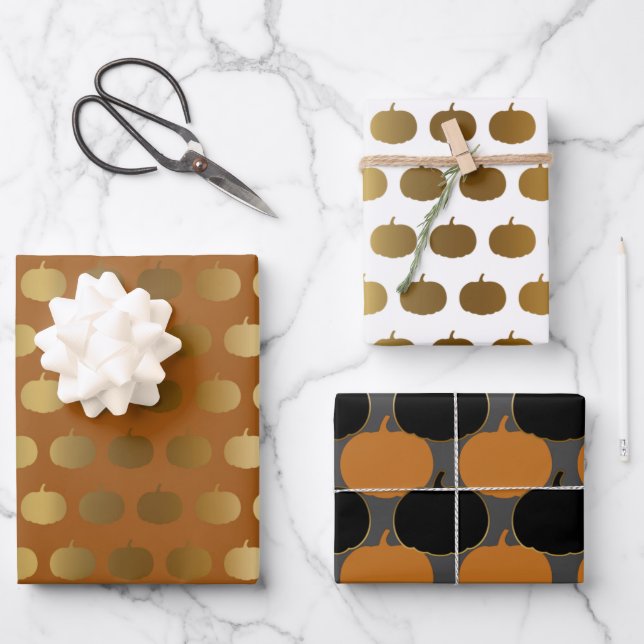 Golden Pumpkin Wrapping Paper Sheets (Front)