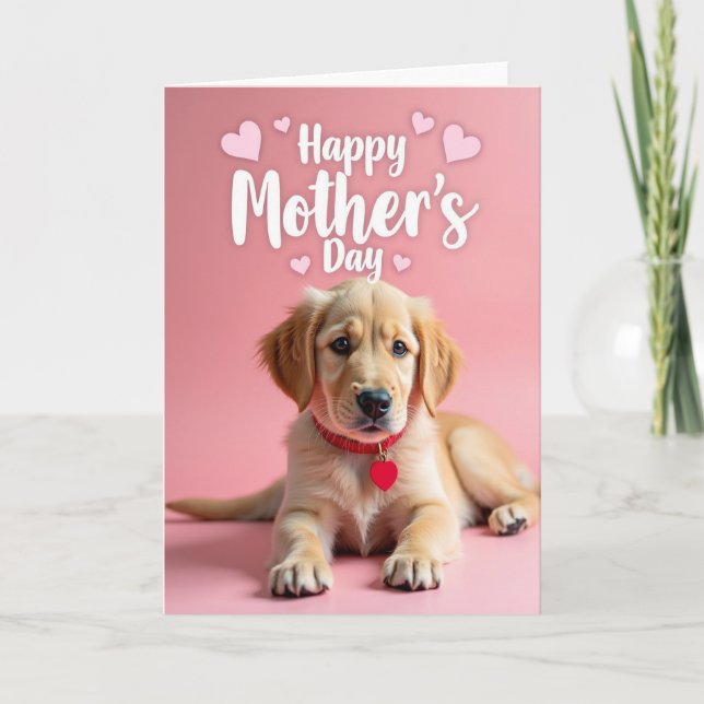 Golden Pup Mothers Day Card (Front)