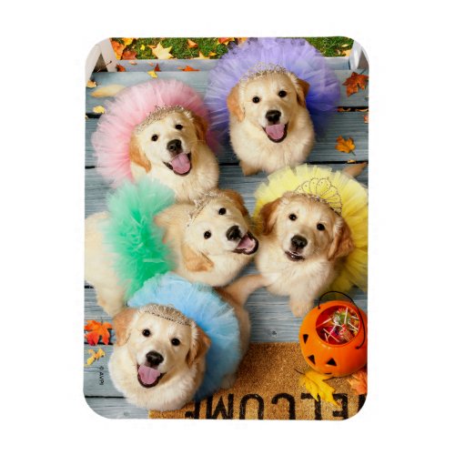 Golden Puppies Trick or Treating Magnet