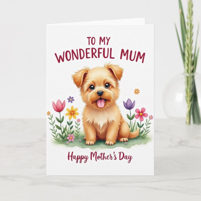 Golden Puppy Mothers Day Art Card (Front)