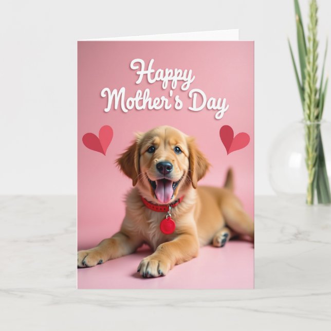 Golden Puppy Mothers Day Card (Front)