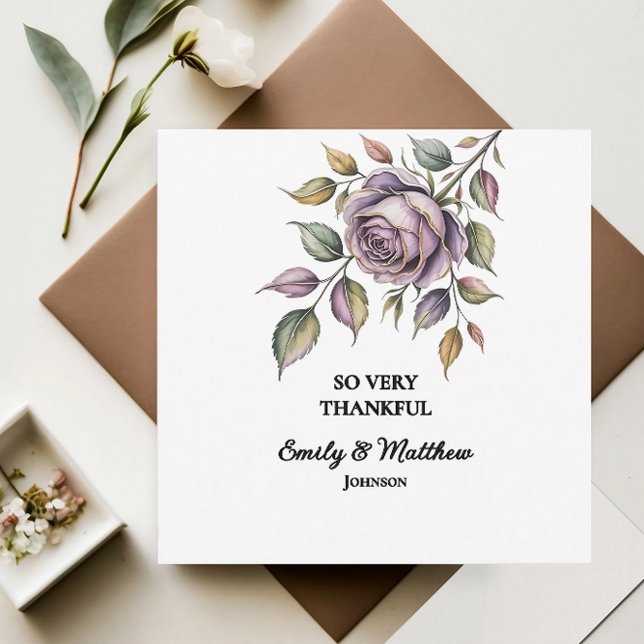 Golden Purple Rose Designer Thank You Card (Creator Uploaded)