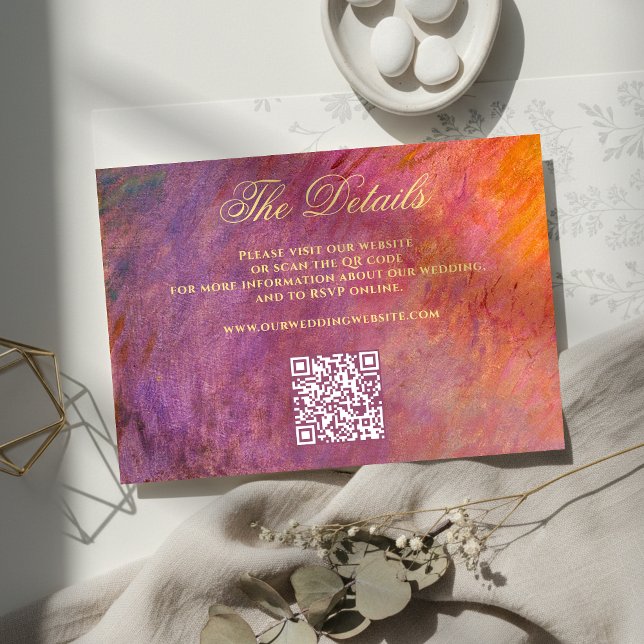 Golden Purple Sunset Sky Monet Art Wedding Website Enclosure Card (Creator Uploaded)