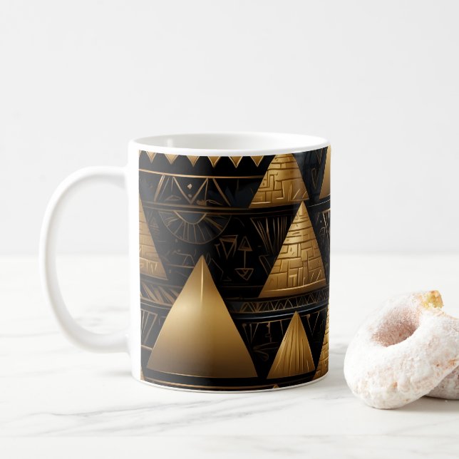 Golden Pyramid Pattern Coffee Mug (With Donut)