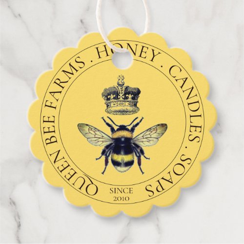 Golden Queen Bee Honey Products Favor Tags