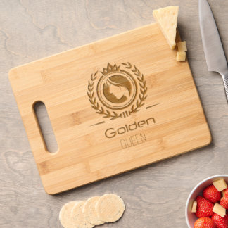 Golden queen engraved cutting board