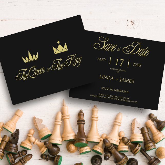 Golden Queen & King Crowns for Wedding Note Card (Creator Uploaded)