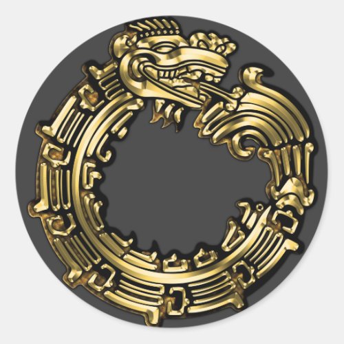 Golden Quetzalcoatl Classic Round Sticker