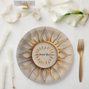 "Golden Radiance Rise" Paper Plates