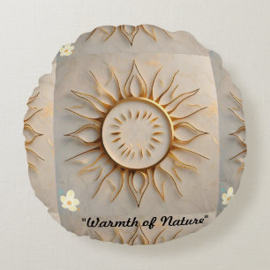"Golden Radiance" Round Pillow