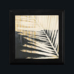 Golden Raffia - Palm Fronds Gift Box<br><div class="desc">Golden Raffia II by Jennifer Paxton Parker. Features a single palm frond leaf silhouette in black and yellow/tan colors.</div>