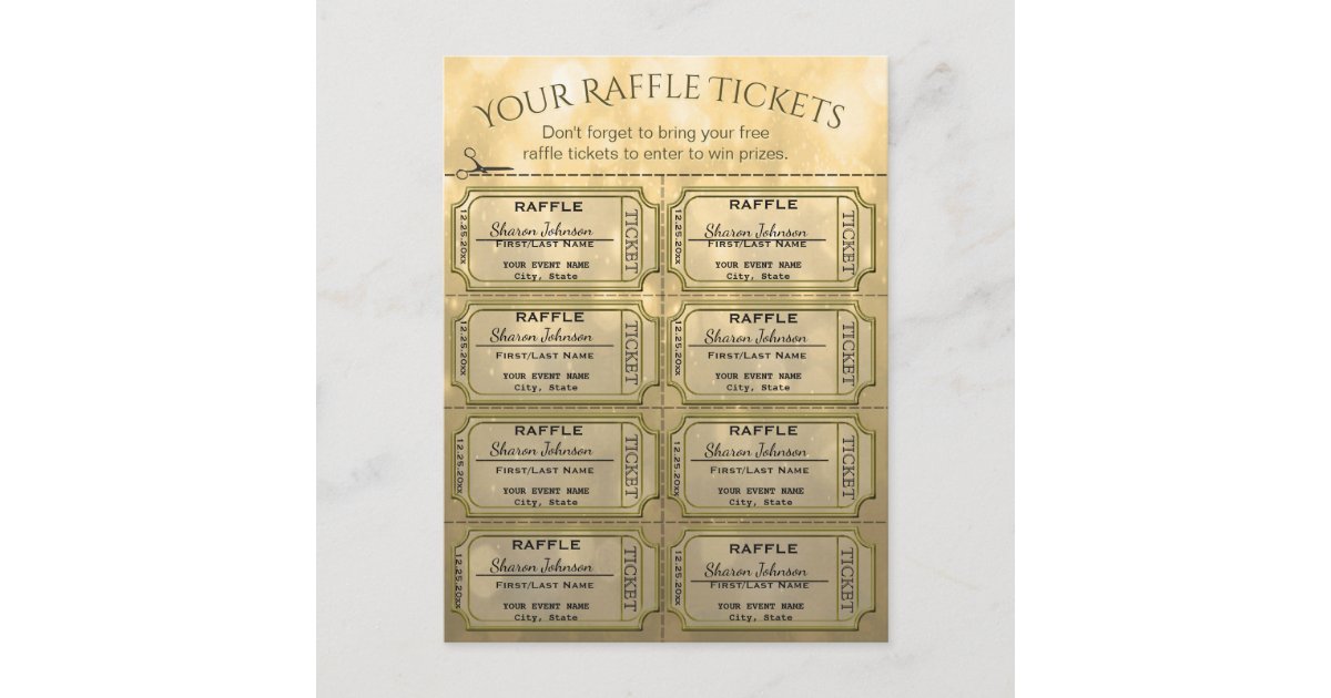 Golden Raffle Tickets Postcard | Zazzle