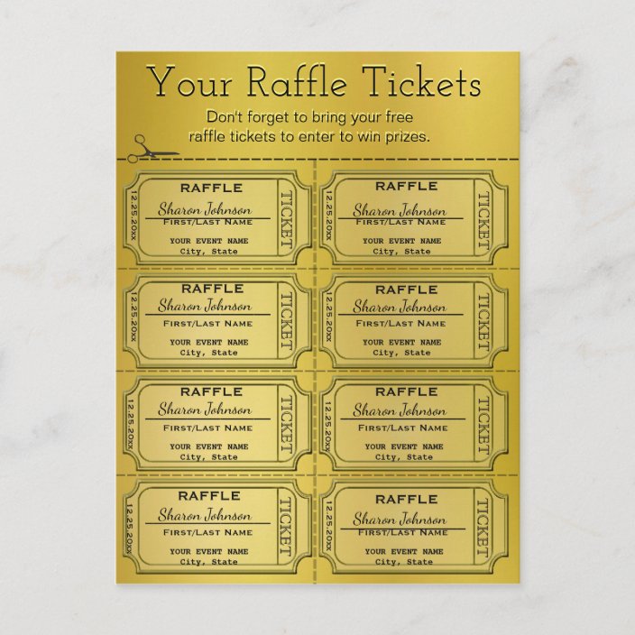 Golden Raffle Tickets Postcard | Zazzle.com