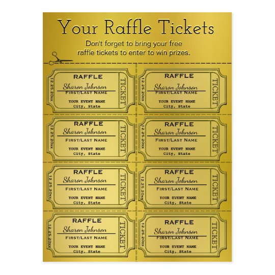 Golden Raffle Tickets Postcard | Zazzle.com