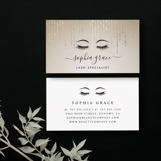 Golden Rain Aesthetician or Makeup Artist Business Card (Creator Uploaded)