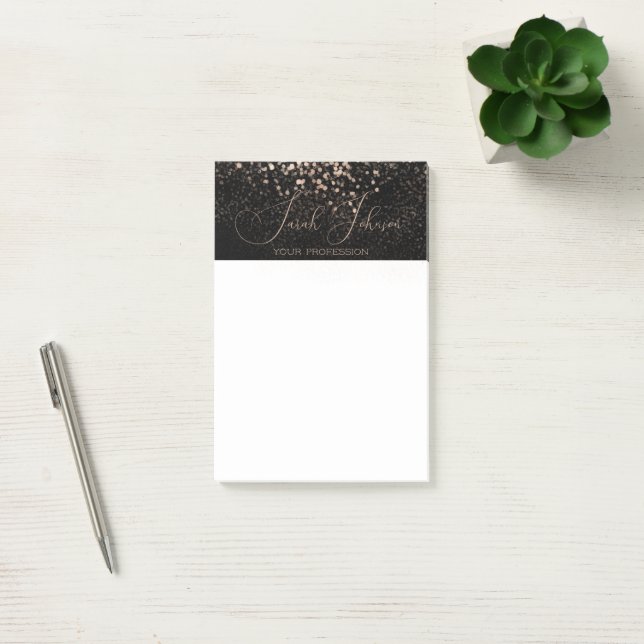Golden Rain Black Personalized Professional Post-it Notes (Office)