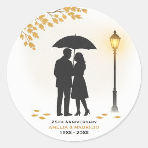 Golden Rain Romance Wedding Anniversary Classic Round Sticker