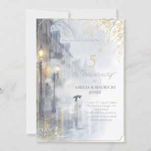 Golden Rain Romance wedding anniversary Invitation