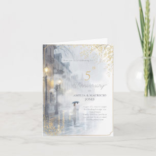 Golden Rain Romance wedding anniversary Invitation