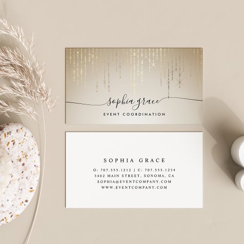 Golden Rain Signature Calligraphy Script Business Card