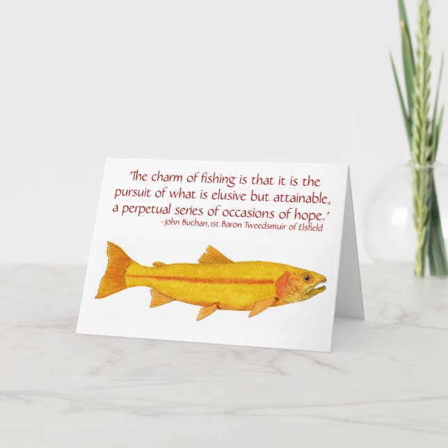 Golden Rainbow Trout Card with saying (Front)