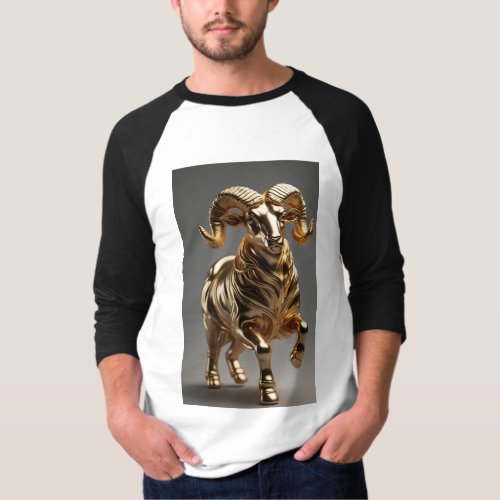 Golden Ram Aries Zodiac Symbol T_Shirt