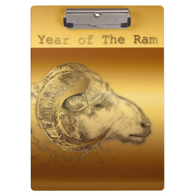 Golden Ram Chinese Year of The Sheep- Clipboard (Front)