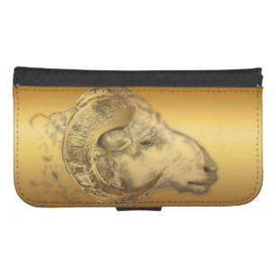 Golden Ram Chinese Zodiac Aries Sign Wallet Case