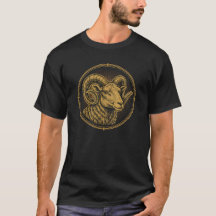Golden Ram Head Aries Emblem Navy Blue Crest