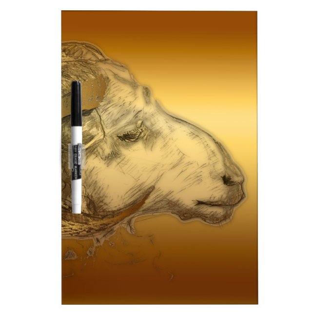 Golden Ram or Aries Chinese Western Astrology Dry Erase Board (Front)