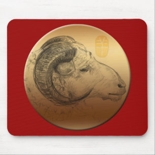 Golden Ram Year Chinese Astrolgy Zodiac Mousepad
