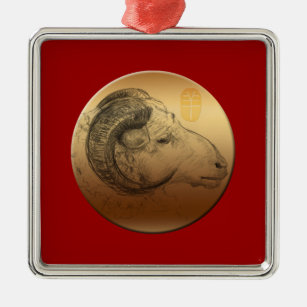 Golden Ram Year - Chinese Astrology Metal Ornament