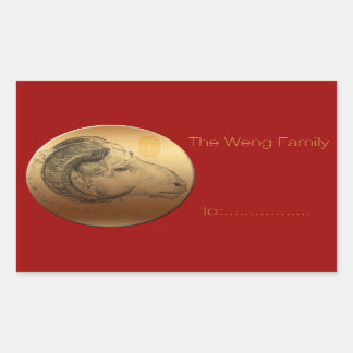 Golden Ram Year - Chinese Astrology Rectangular Sticker
