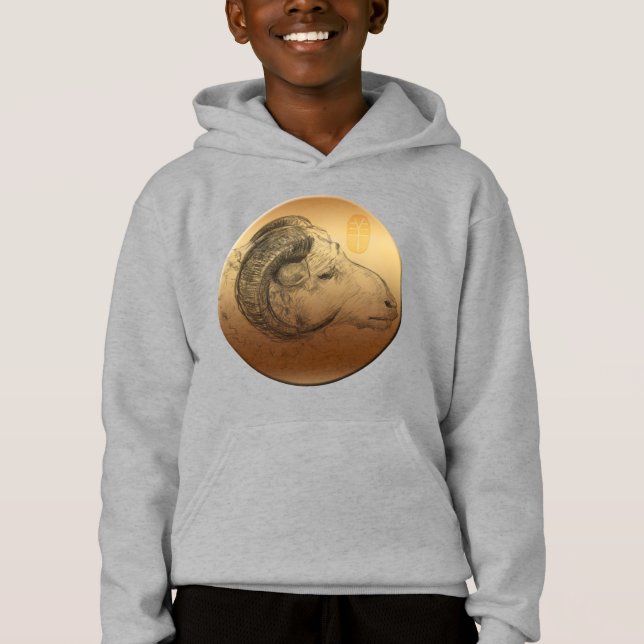 Golden Ram Year Chinese Astrology Zodiac Kids Tee (Front)