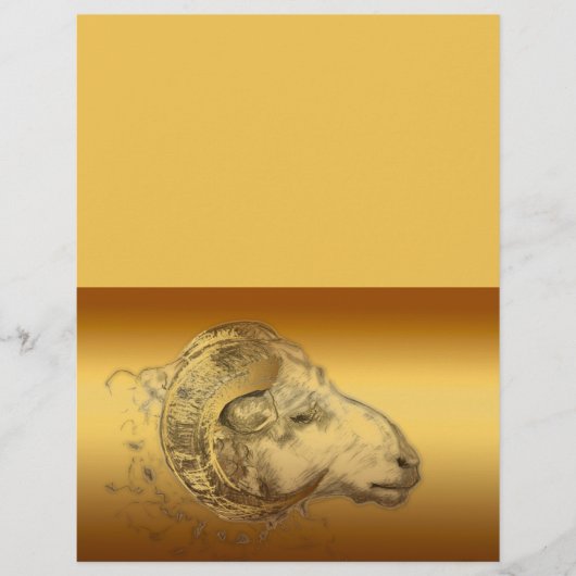 Golden Ram Year Chinese Zodiac Aries Letterhead (Front)
